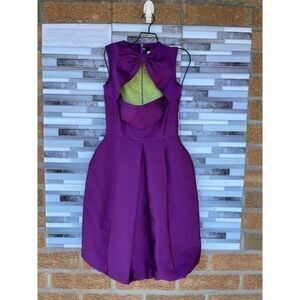 Dsquared2 purple Silk Bow Neckline Balloon Hem Dress S/40